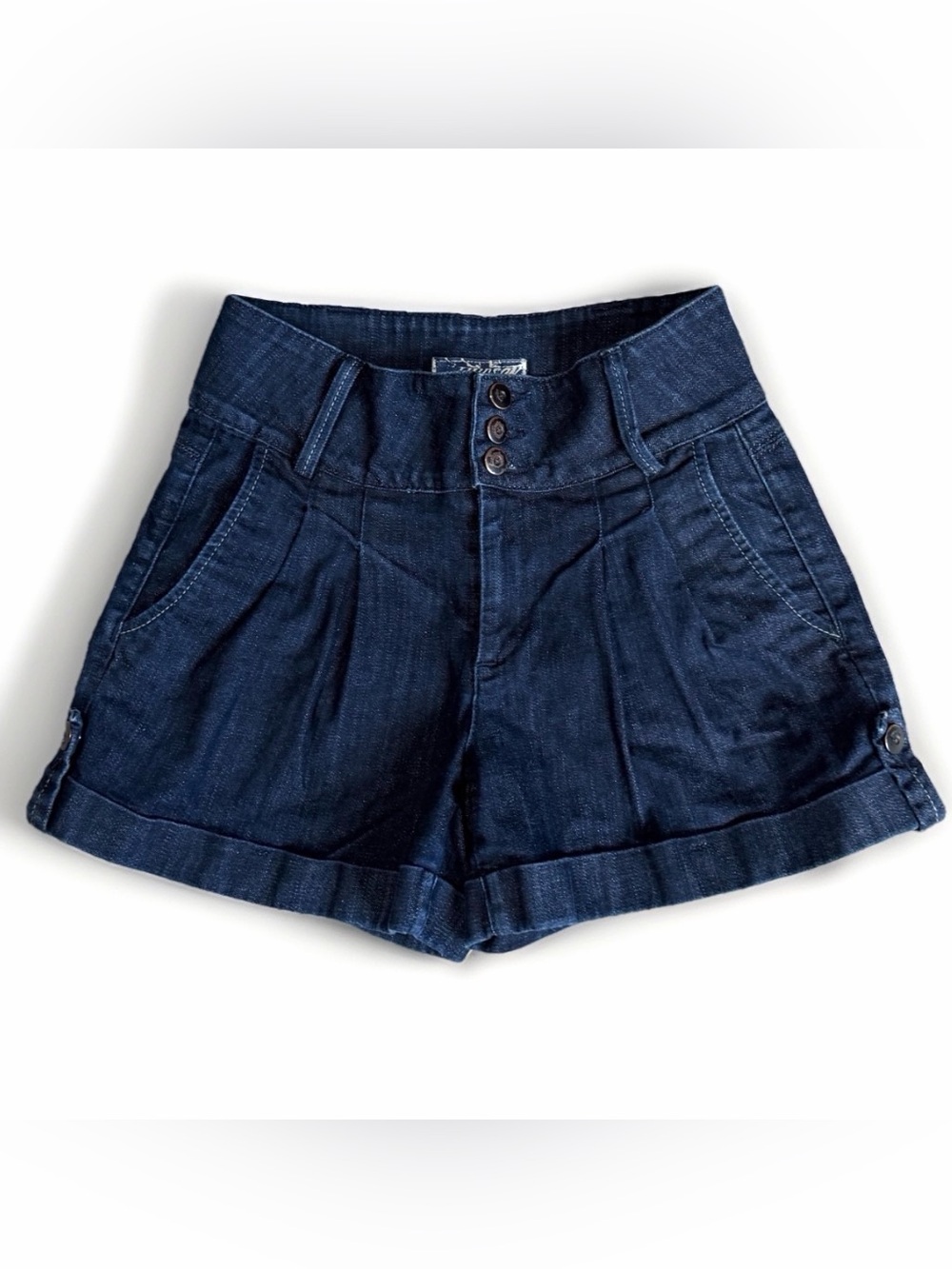 Womens Hudson Shorts Size 27 Denim Jean Cuffed Pleated High Rise Vintage Y2k
